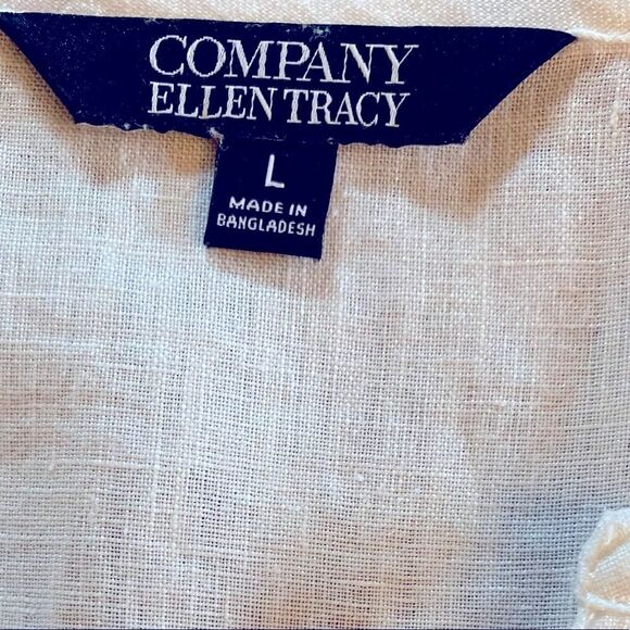 Linen Shirt Lace Up Front Tunic Top White Lace Up Front  Blouse Size L - Picture 4 of 8